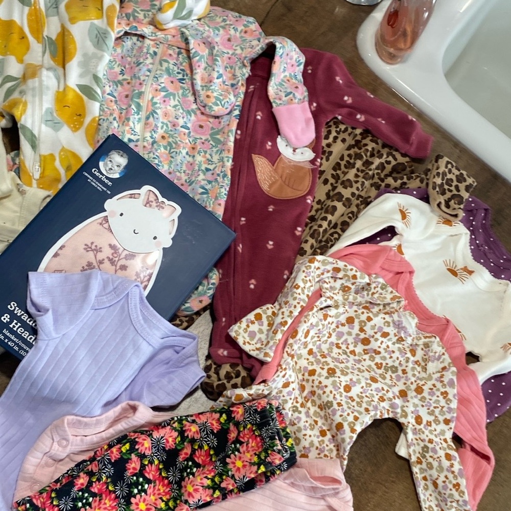 17 piece lot of girls newborn clothing